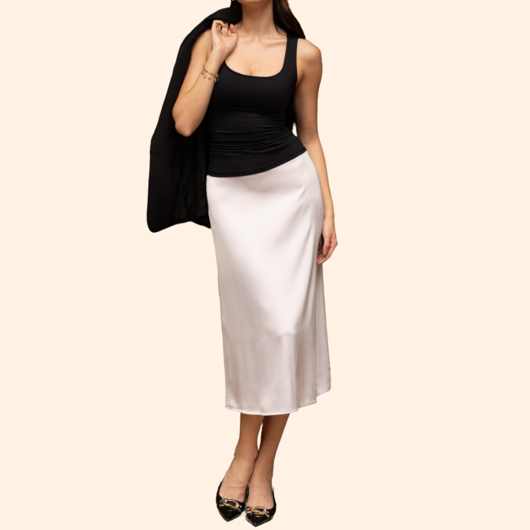 Satin midi skirt