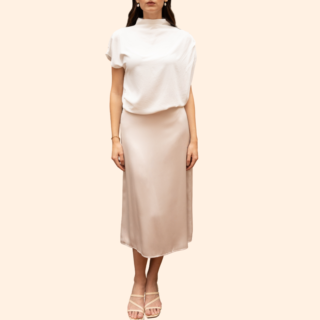 Satin midi skirt
