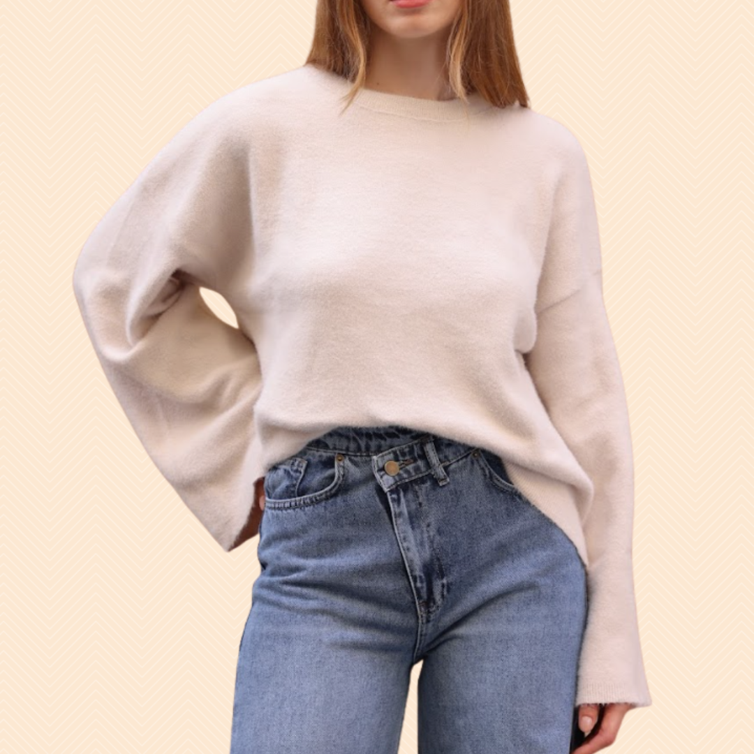 Wide sleeve round neck sweater