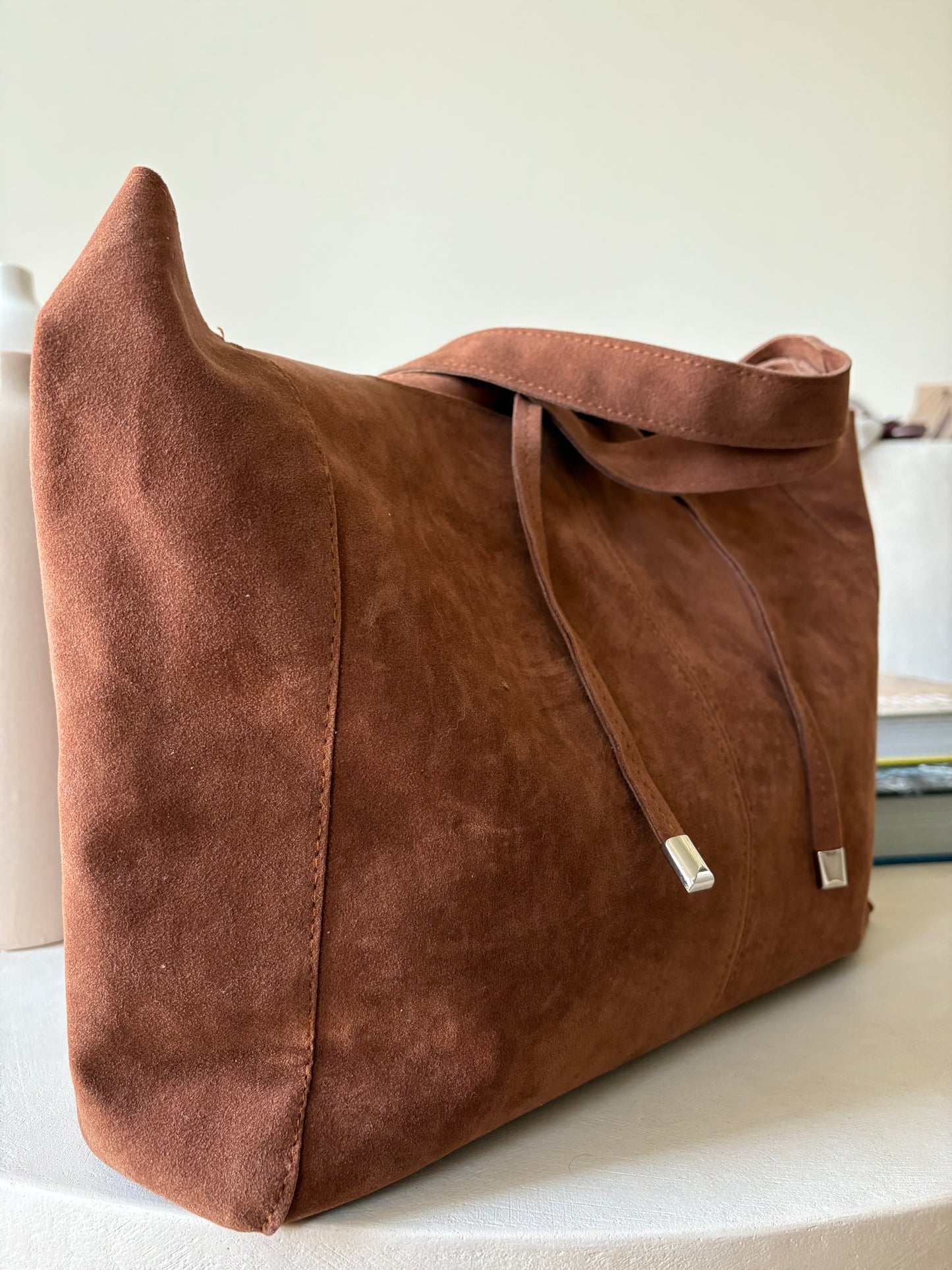 Suede tote bag