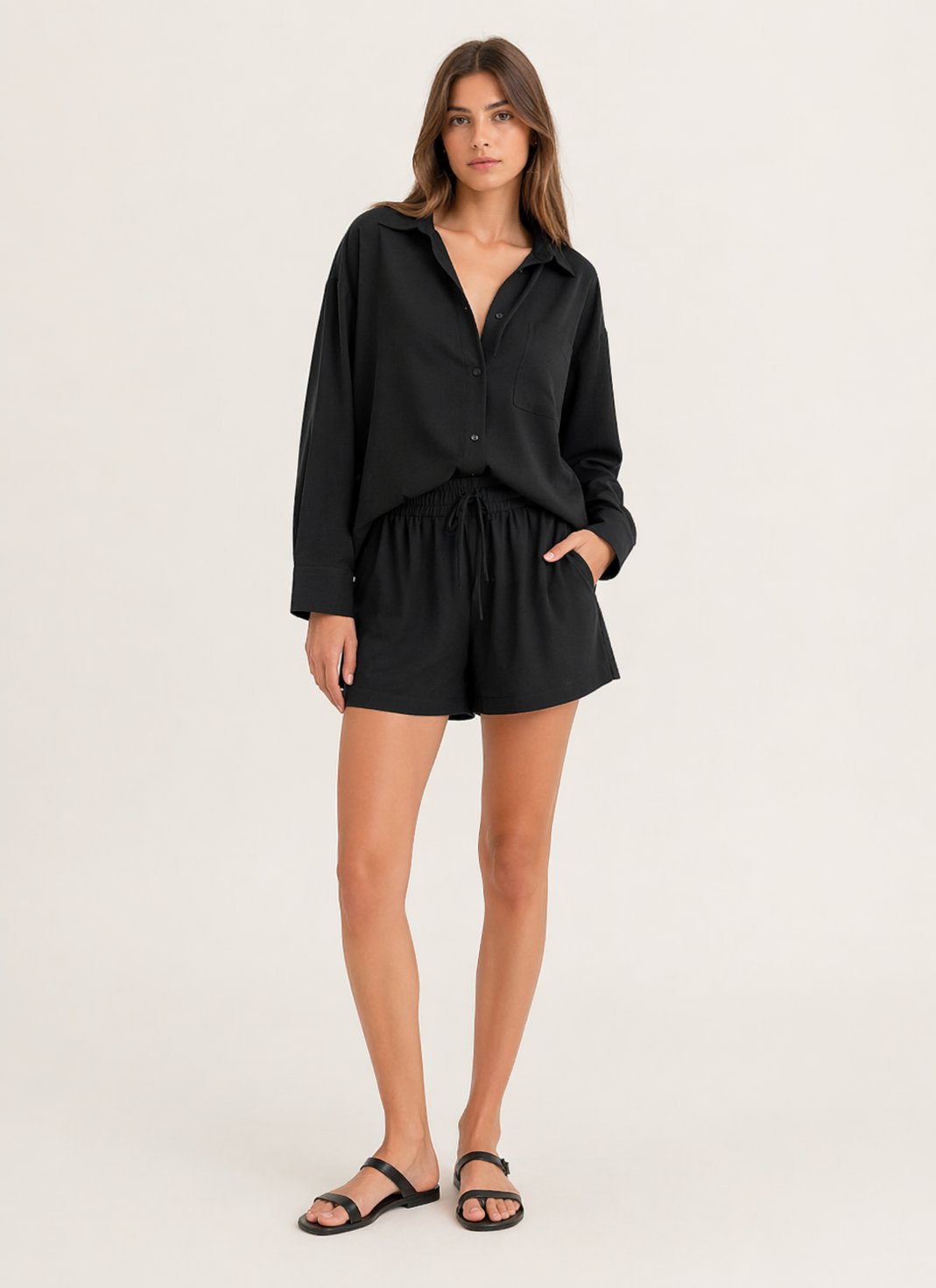 Linen shorts and shirt set