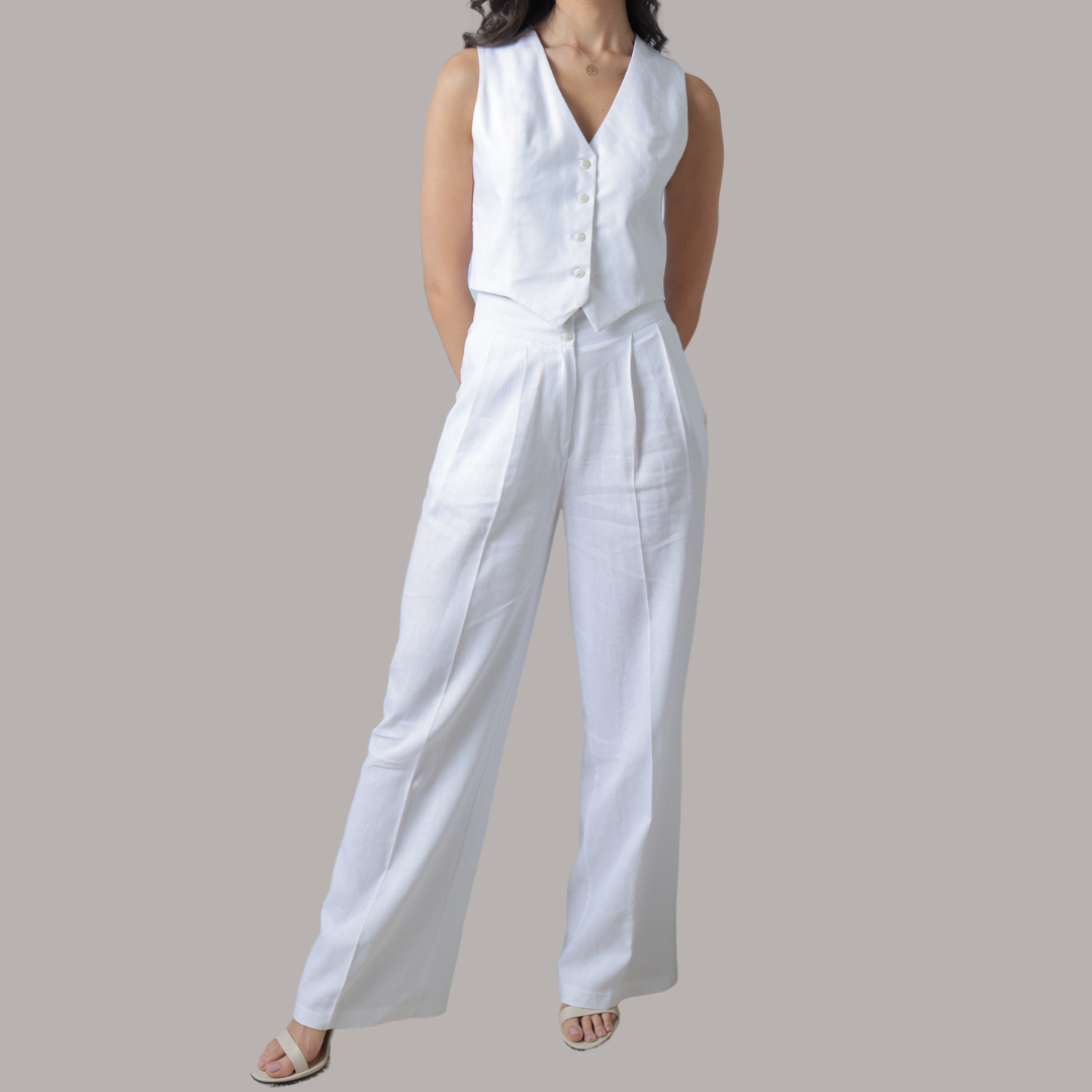 Linen sleeveless waistcoat