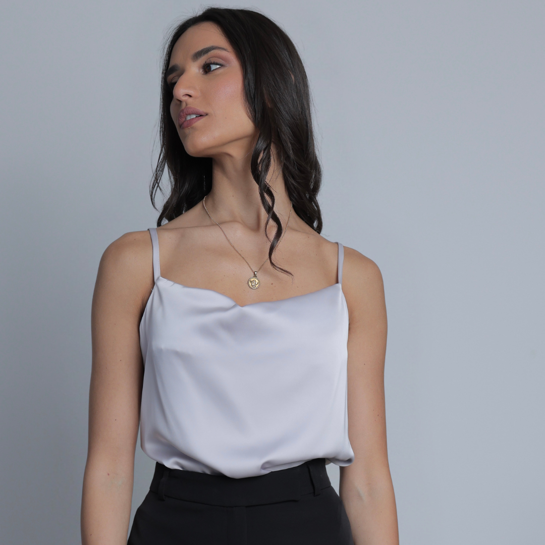 Cowl neck camisole satin top