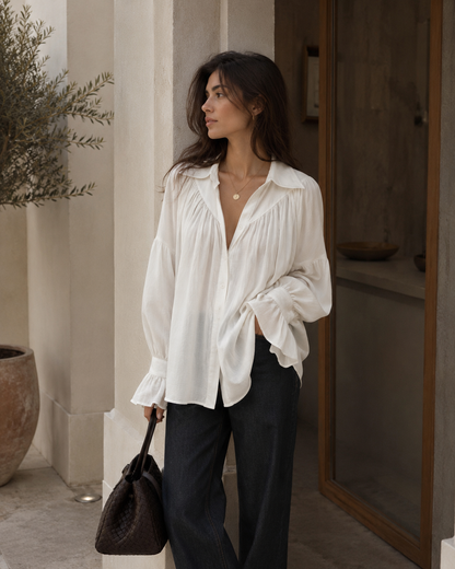 Ruffle sleeve oversized shirt