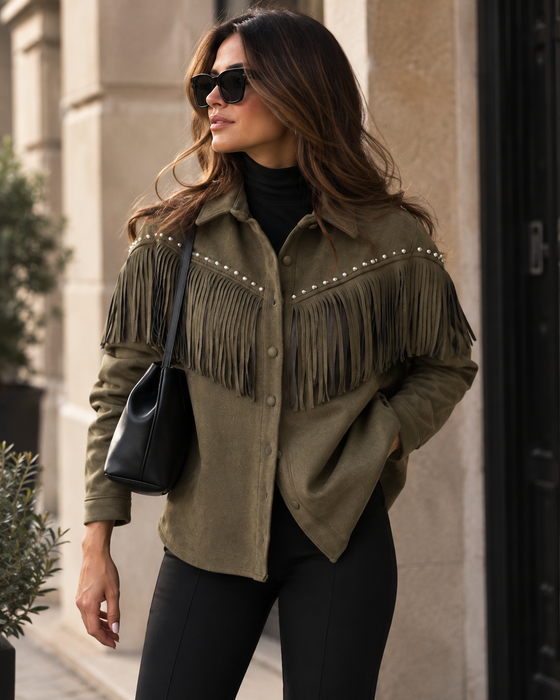 Shacket jacket with fringes