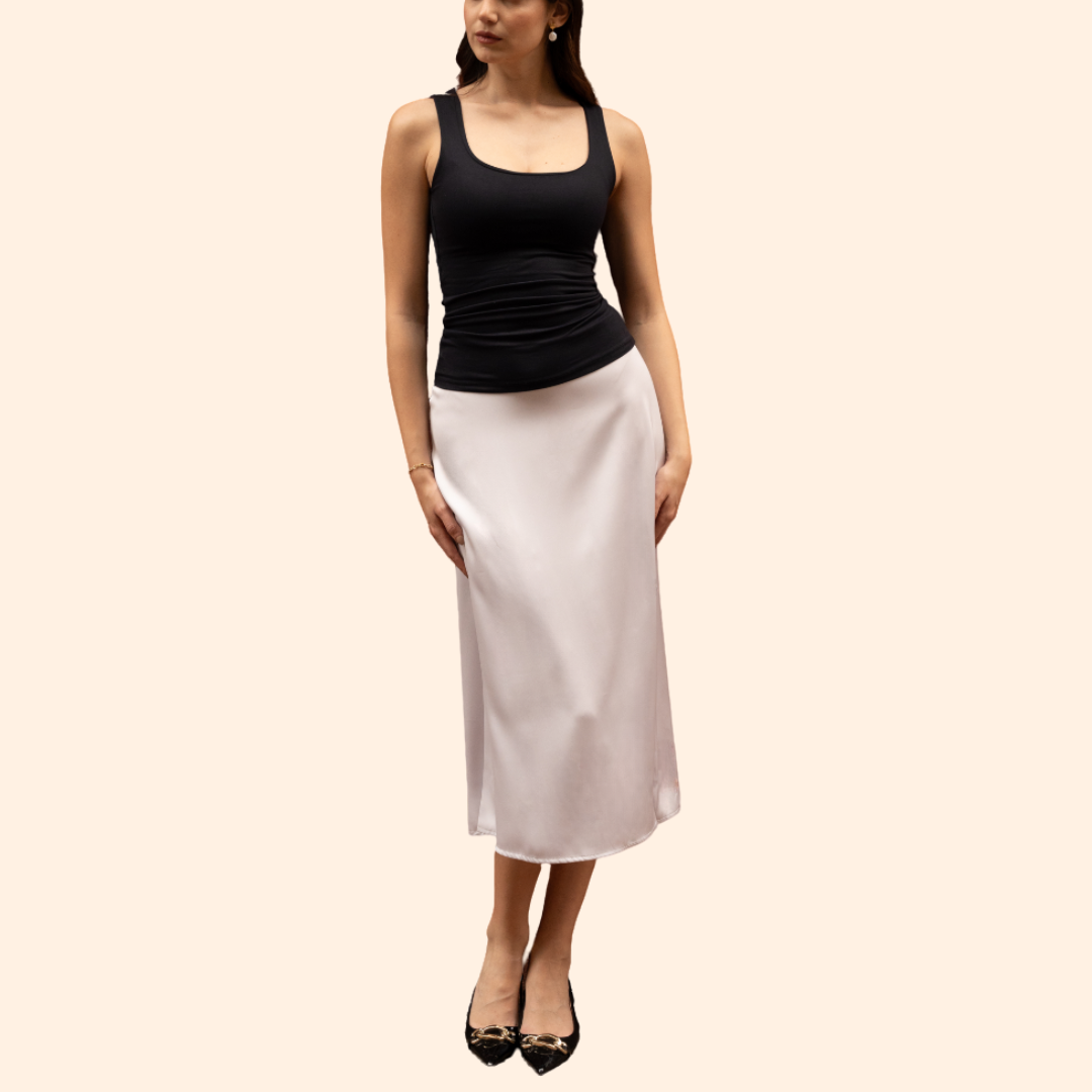 Satin midi skirt
