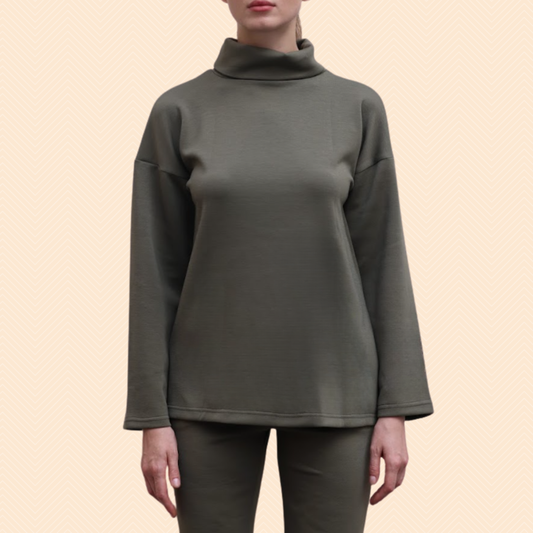 Turtleneck scuba sweatshirt