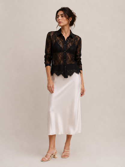 Floral formal dentelle shirt