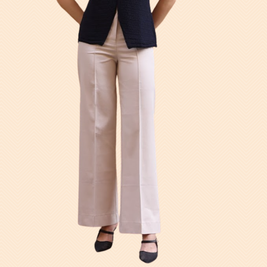 Wide-leg pressed light pants