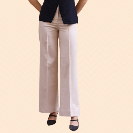 Wide-leg pressed light pants