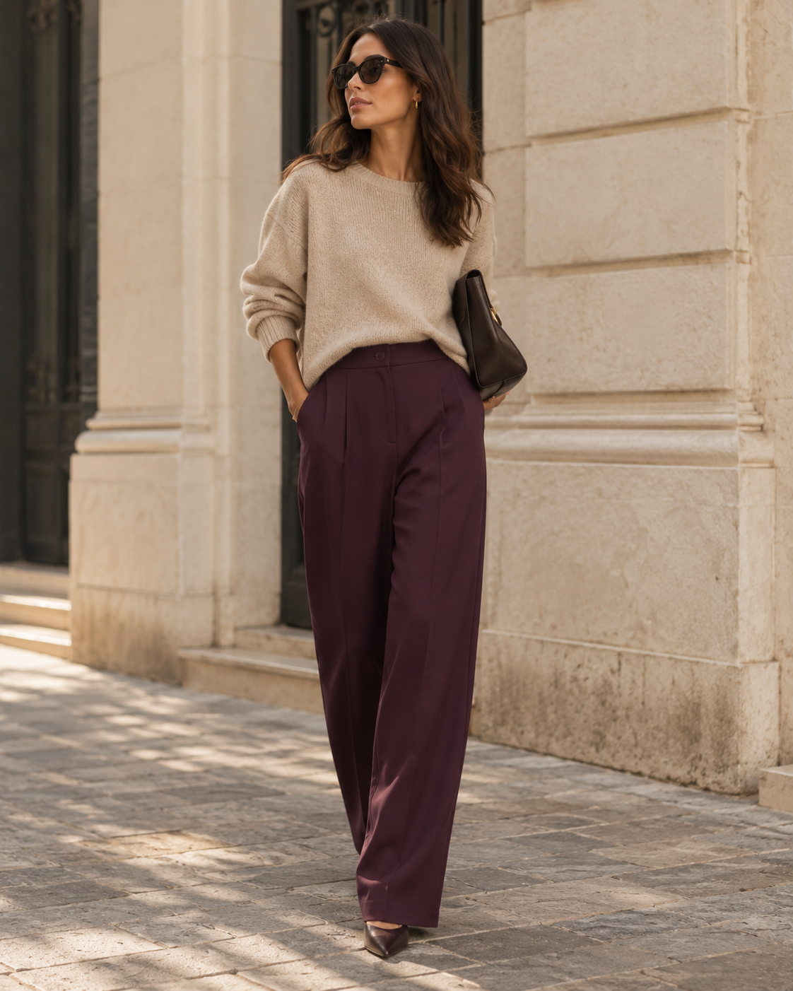 High-waist wide-leg pants