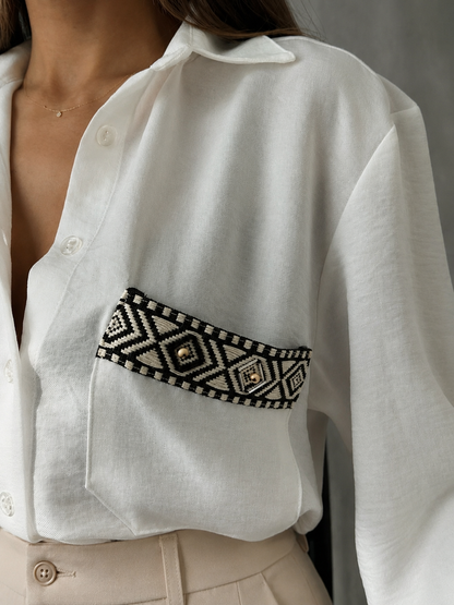Detailed pocket linen shirt