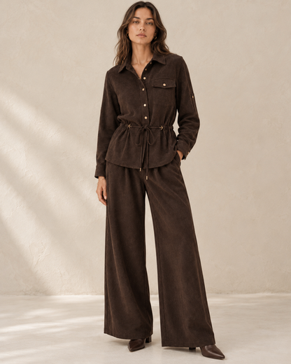Suede shirt and pants set