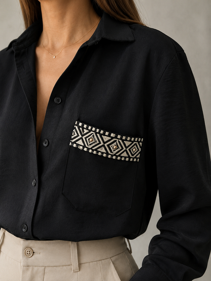 Detailed pocket linen shirt