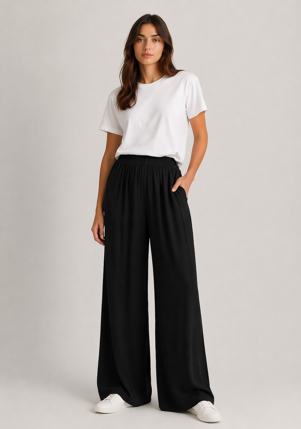 Fluid high-waisted wide-leg pants