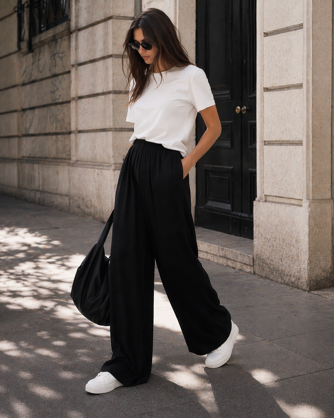 Fluid high-waisted wide-leg pants