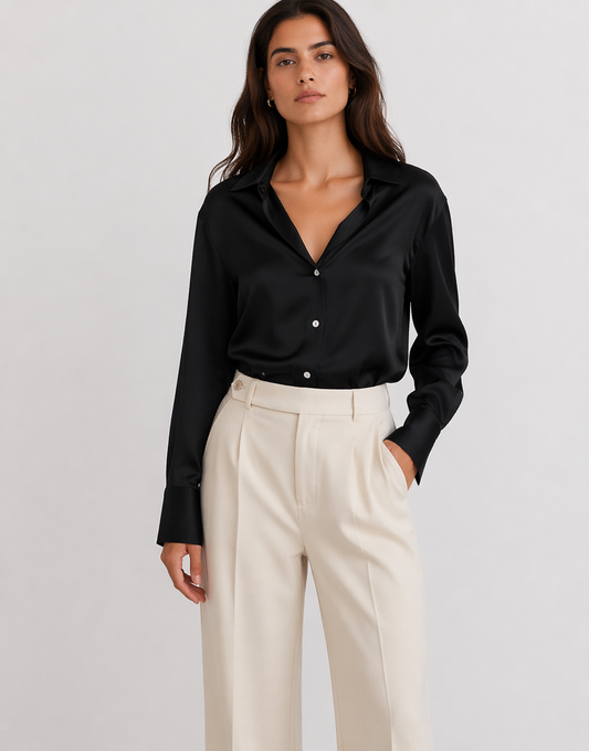 Long sleeve light satin shirt