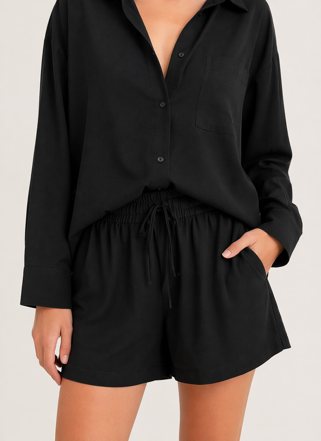Linen shorts and shirt set