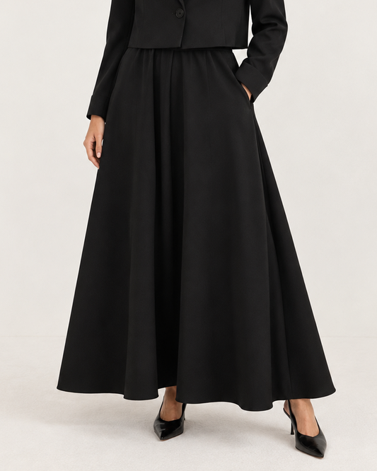 Flared maxi black skirt