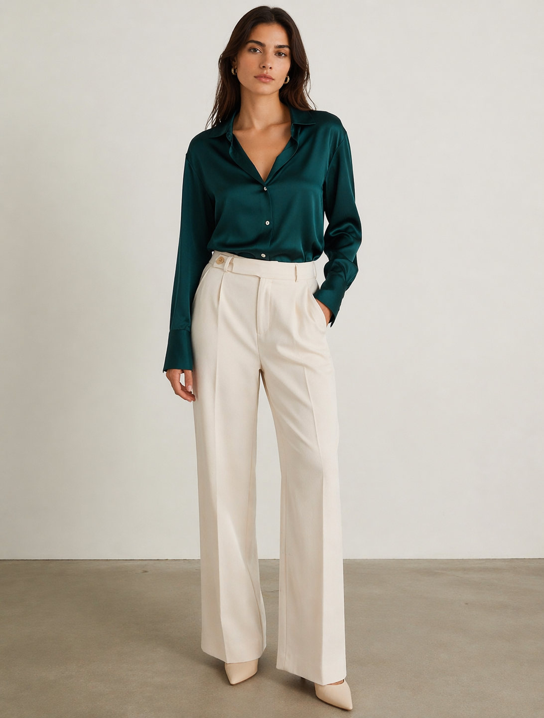 Long sleeve light satin shirt
