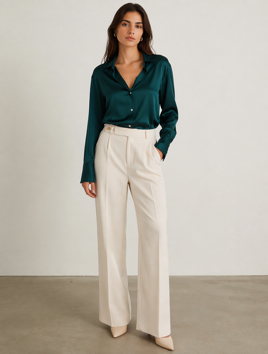 Long sleeve light satin shirt