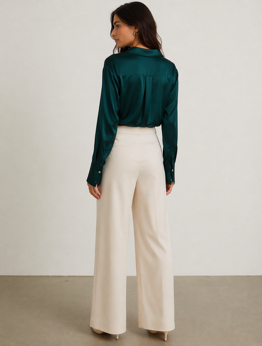 Long sleeve light satin shirt