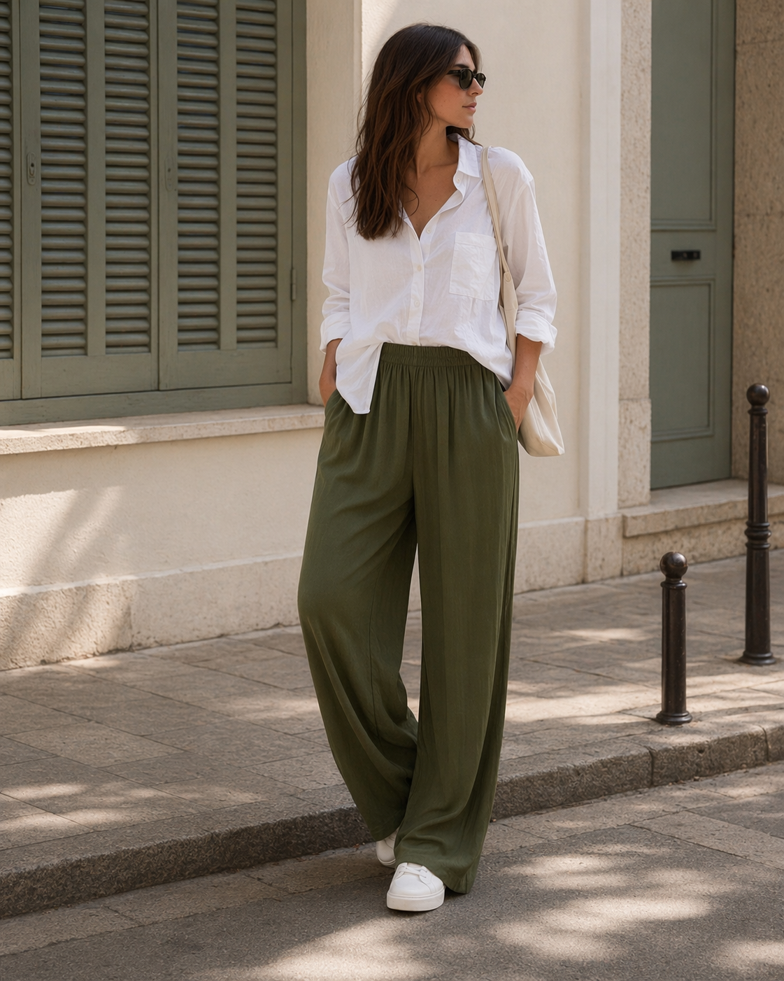Fluid high-waisted wide-leg pants