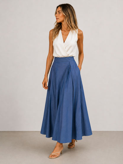 Pleated maxi skirt with pockets