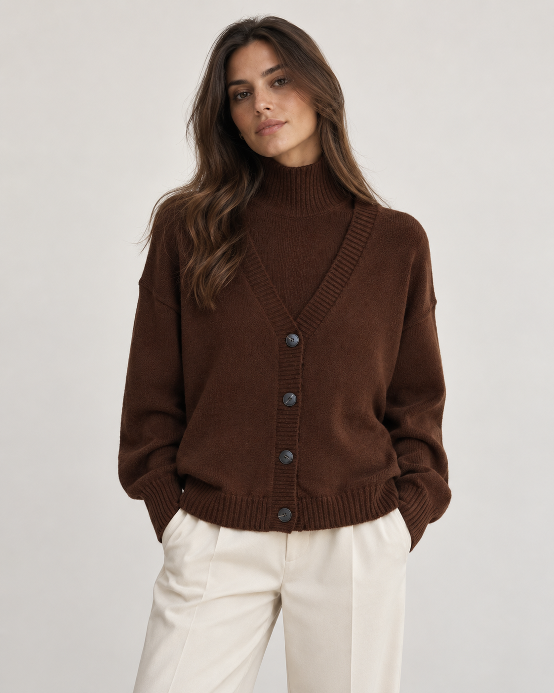 2-pc set Turtle neck top and cardigan